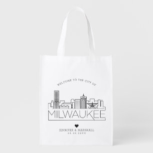 Milwaukee, MN  Wedding   Stylized Skyline Grocery Bag