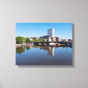 milwaukee riverfront and state street bridge canvas print