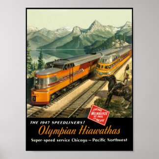 Milwaukee Road, railroad travel poster. Poster
