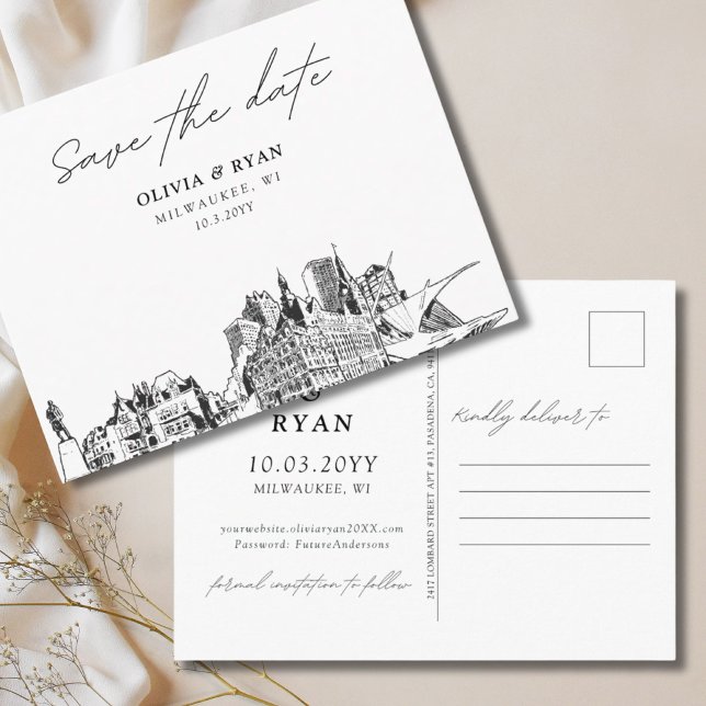 Milwaukee Save the Date Postcard Elegant Wedding (Milwaukee Save the Date Postcard Elegant Wedding
)