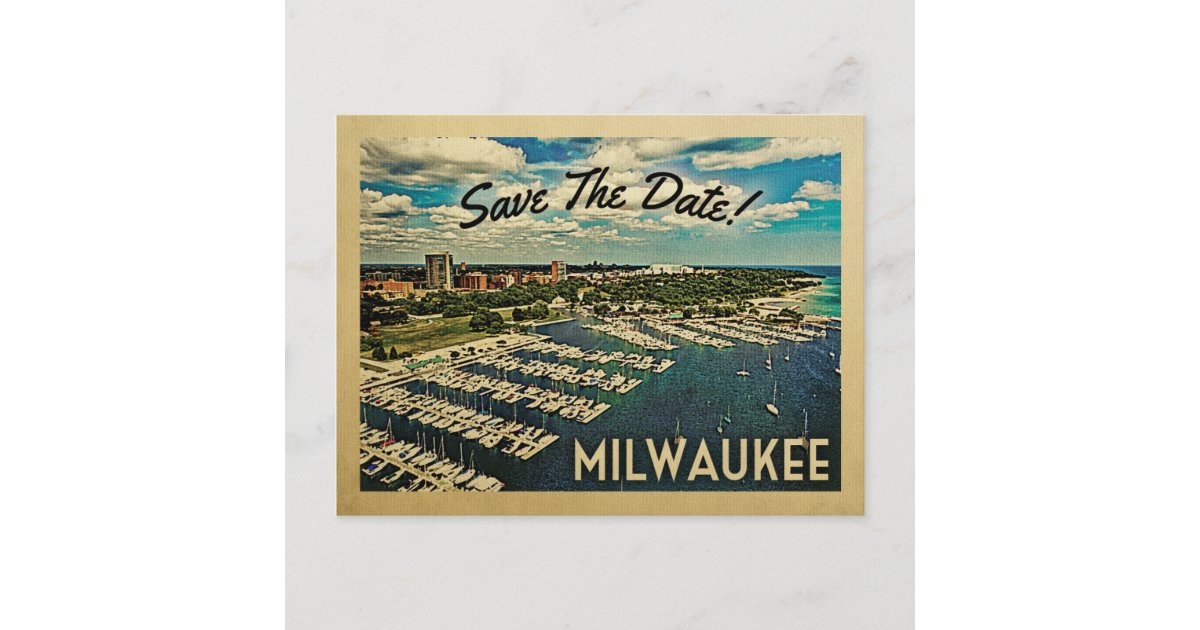Milwaukee Save The Date Vintage Wisconsin Postcard Zazzle