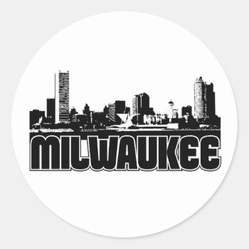 Milwaukee Skyline Classic Round Sticker by TurnRight at Zazzle