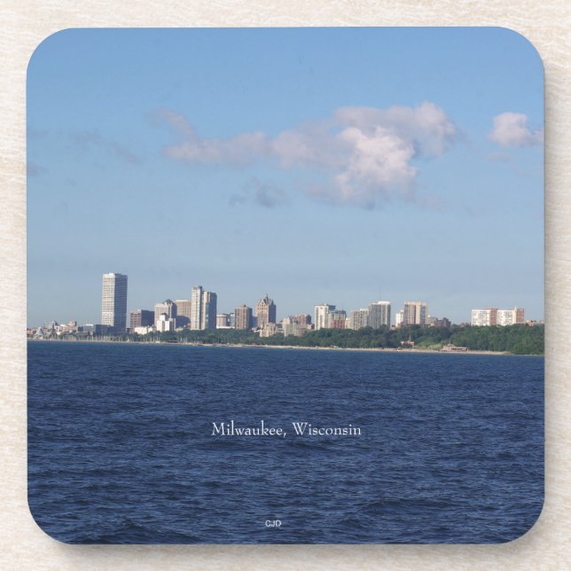 Milwaukee Skyline hard plastic coasters (Front)