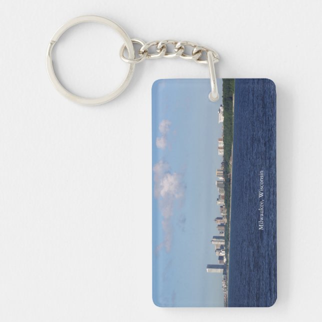 Milwaukee Skyline rectangle acrylic key chain (Front)