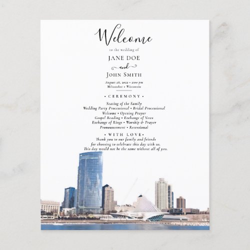 Milwaukee Skyline Wedding Program Flyer