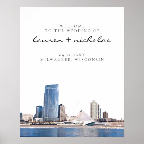 MIlwaukee Skyline Wedding Welcome Sign