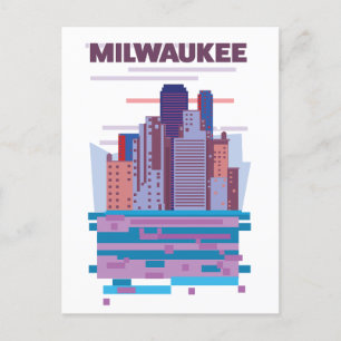 Milwaukee Travel poster Announcement Postcard