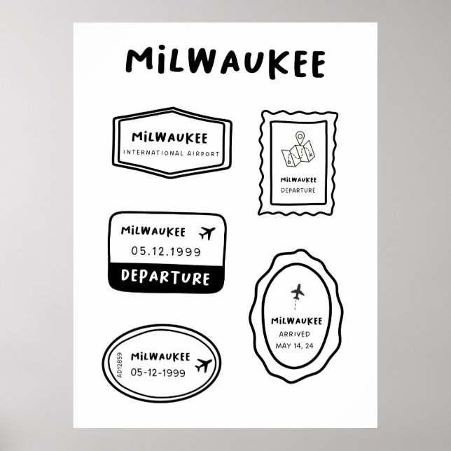 Milwaukee - Travel Stamp Collection Poster (Front)