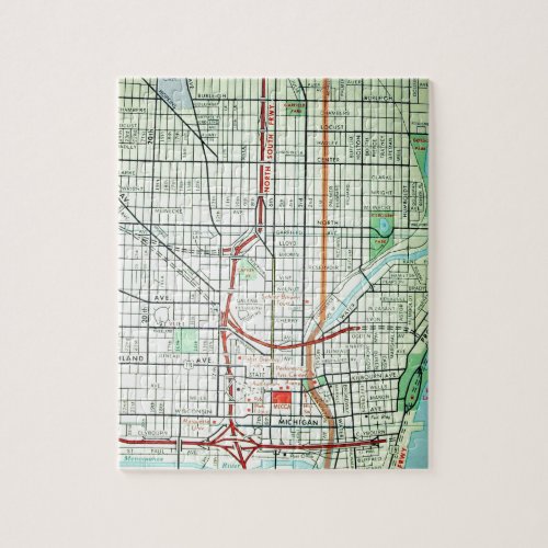 MILWAUKEE Vintage Map Jigsaw Puzzle