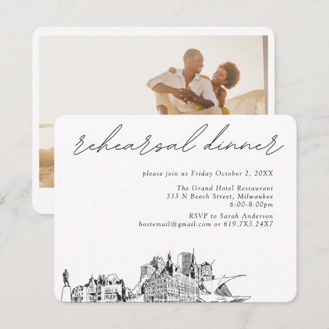 Milwaukee Wedding Elegant Rehearsal Dinner Enclosure Card (Front/Back)