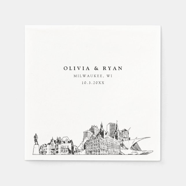 Milwaukee Wedding Minimalist Paper  Napkins (Front)