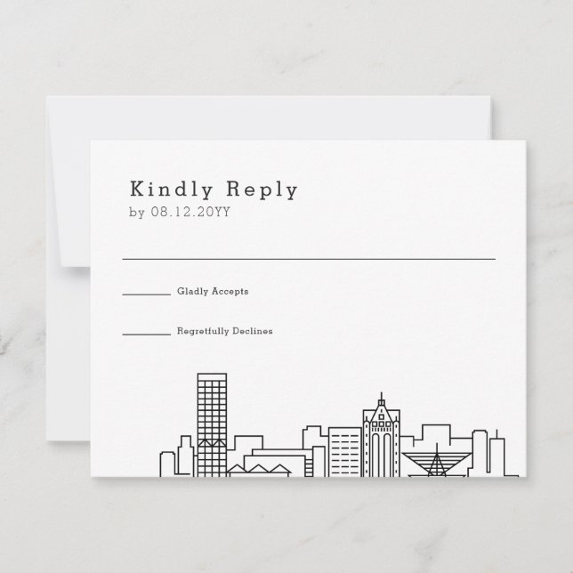 Milwaukee Wedding | Stylized Skyline RSVP (Front)