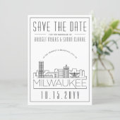 Milwaukee Wedding | Stylized Skyline Save the Date Invitation (Standing Front)