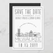 Milwaukee Wedding | Stylized Skyline Save the Date Invitation (Front/Back)