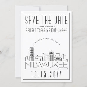 Milwaukee Wedding | Stylized Skyline Save the Date Invitation