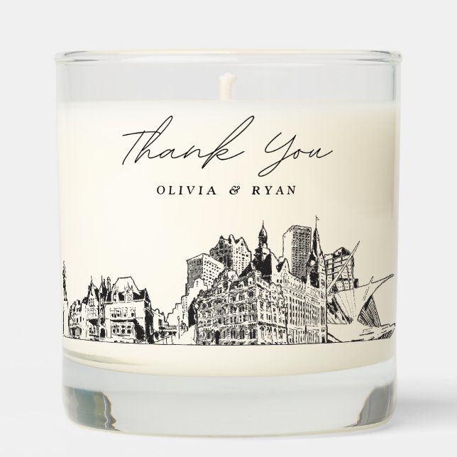 Milwaukee Wedding Thank You Gift Custom Candle (Front)