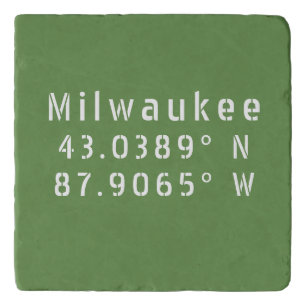 Milwaukee WI Latitude and Longitude Trivet