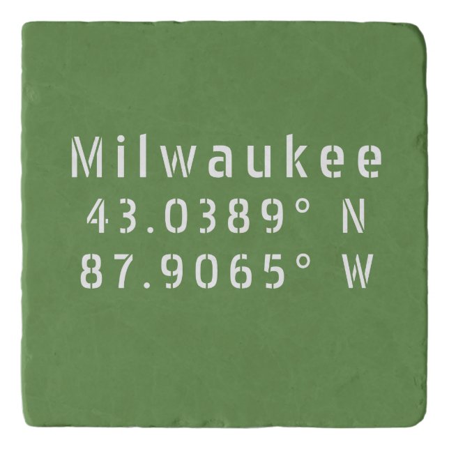 Milwaukee WI Latitude and Longitude Trivet (Front)