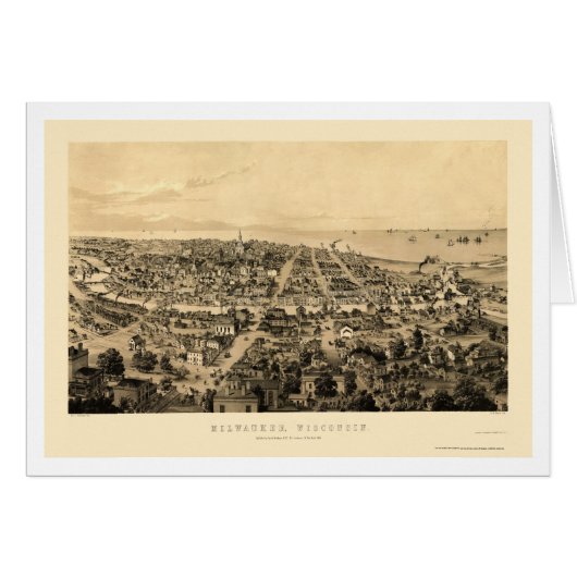 Milwaukee, WI Panoramic Map - 1854 Cards (Front Horizontal)