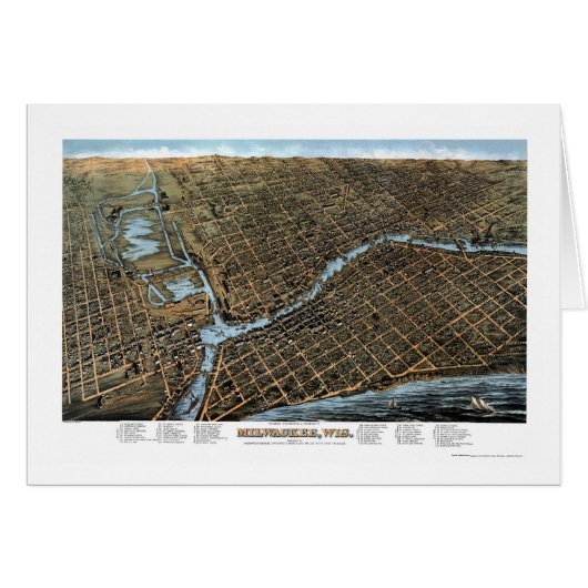Milwaukee, WI Panoramic Map - 1872 Cards (Front Horizontal)