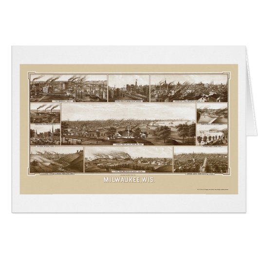 Milwaukee, WI Panoramic Map - 1882 Cards (Front Horizontal)