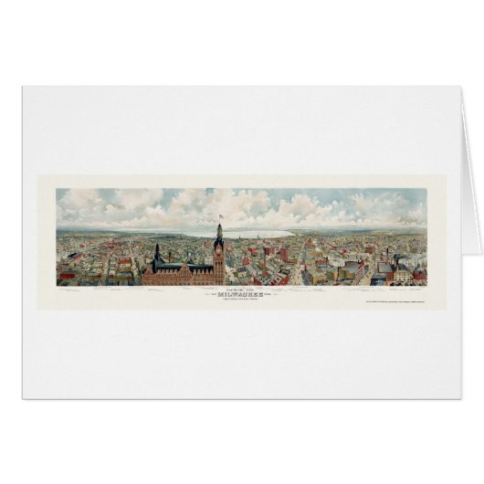 Milwaukee, WI Panoramic Map - 1898 Cards (Front Horizontal)