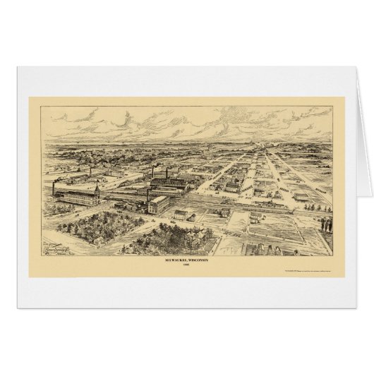 Milwaukee, WI Panoramic Map - 1906 Cards (Front Horizontal)