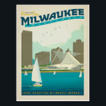 Milwaukee, WI Postcard<br><div class="desc">Anderson Design Group is an award-winning illustration and design firm in Nashville, Tennessee. Founder Joel Anderson directs a team of talented artists to create original poster art that looks like classic vintage advertising prints from the 1920s to the 1960s.</div>