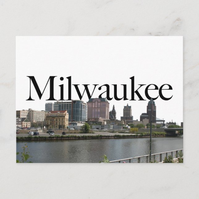 Milwaukee WI Skyline with Milwaukee in the Sky Postcard (Front)