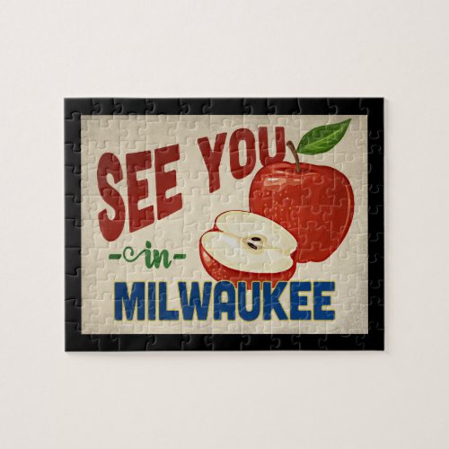 Milwaukee Wisconsin Apple _ Vintage Travel Jigsaw Puzzle