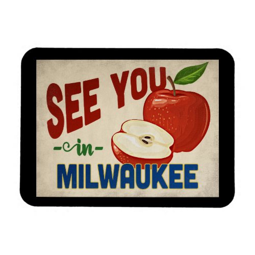 Milwaukee Wisconsin Apple _ Vintage Travel Magnet