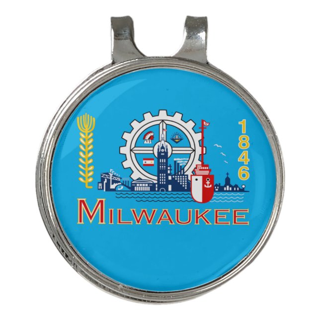 Milwaukee (Wisconsin) city flag  Golf Hat Clip (Front)