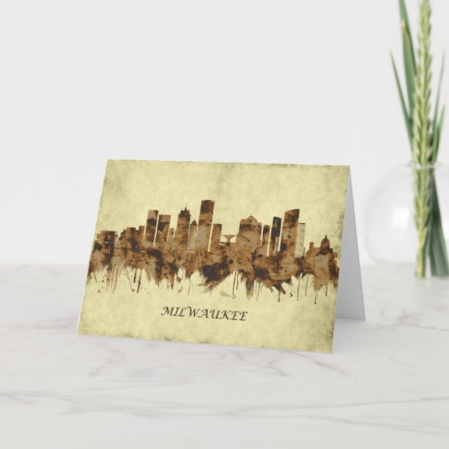 Milwaukee Wisconsin Cityscape Holiday Card (Front)