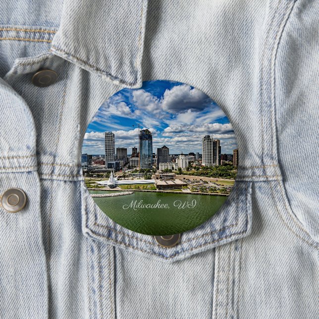 Milwaukee, Wisconsin cityscape photograph, Button (In Situ)