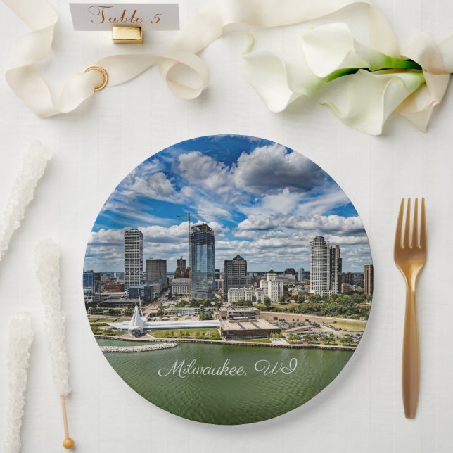 Milwaukee, Wisconsin cityscape photograph, Paper Plates (Wedding)