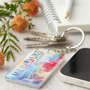 Milwaukee, Wisconsin - Colorful Design Keychain