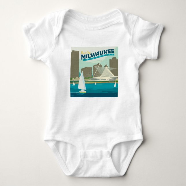 Milwaukee Wisconsin Harbor | Brew City Baby Bodysuit (Front)