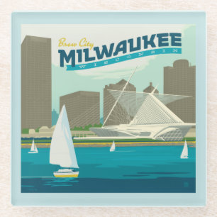 Milwaukee Wisconsin Harbor Brew City Glass Coaster