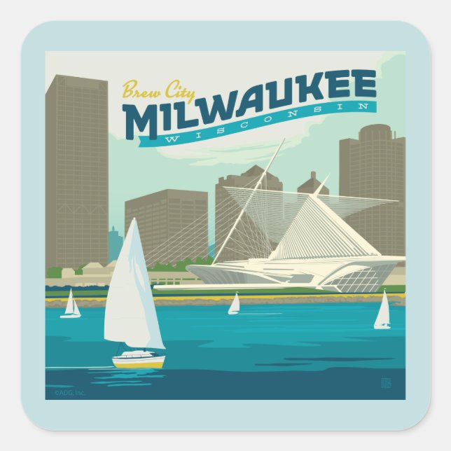 Milwaukee Wisconsin Harbor | Brew City Square Sticker (Front)