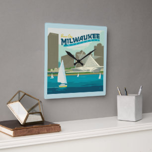 Milwaukee Wisconsin Harbor Brew City Square Wall Clock