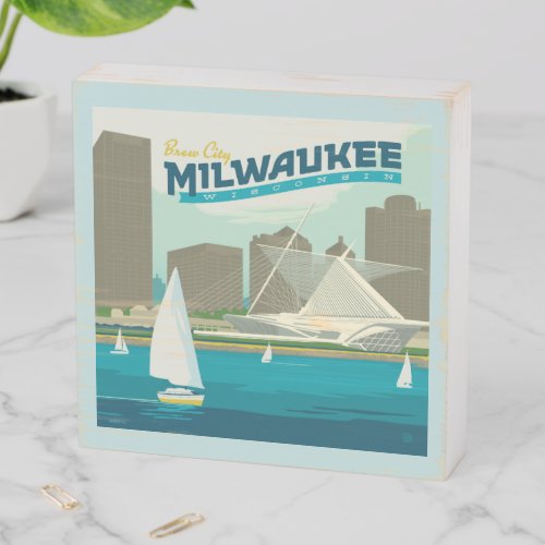 Milwaukee Wisconsin Harbor  Brew City Wooden Box Sign