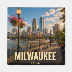 Milwaukee Wisconsin Harbor Travel Gift Magnet