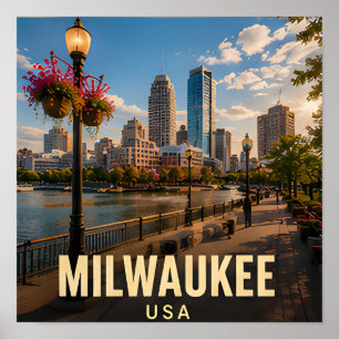 Milwaukee Wisconsin Harbor Travel Gift Poster