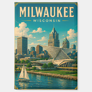 ⛵ Milwaukee Wisconsin Lakefront Skyline Magnet