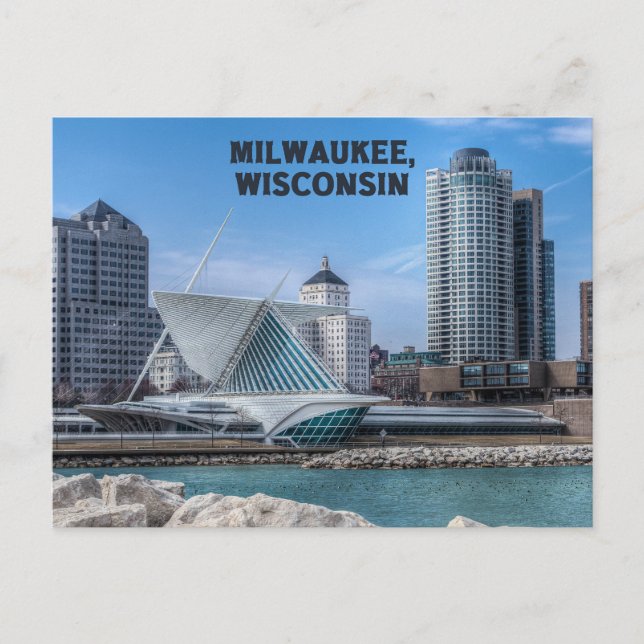 Milwaukee Wisconsin Postcard on Lake Michigan (Front)