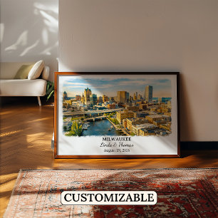 Milwaukee Wisconsin Poster, Watercolor, Custom Poster