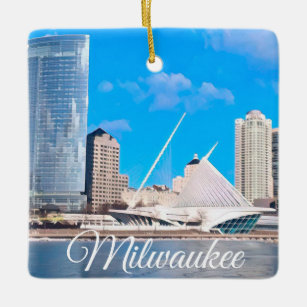Milwaukee Wisconsin Skyline Ceramic Ornament