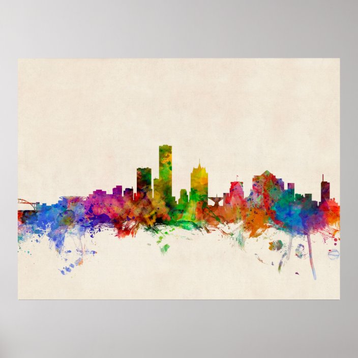 Milwaukee Wisconsin Skyline Cityscape Poster | Zazzle.com