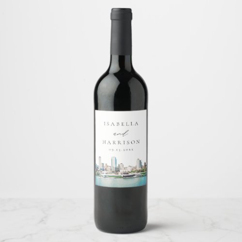 MILWAUKEE Wisconsin Skyline Destination Travel Wine Label