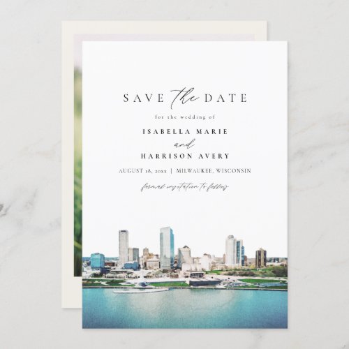 MILWAUKEE Wisconsin Skyline Wedding Save the Date Invitation